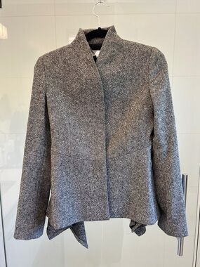 Stella McCartney Tweed Tailored Grey Collarless Wool-Blend Jacket 36 XS